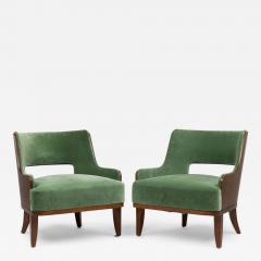 Contemporary Green Velvet Arm Chairs - 4708915