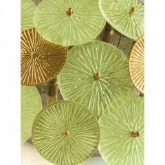 Contemporary Green Water Lily Brass and Murano Glass Sputnik Flush Mount - 4735667