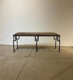 Contemporary Hammered and Patinated Iron Bench - 3925785