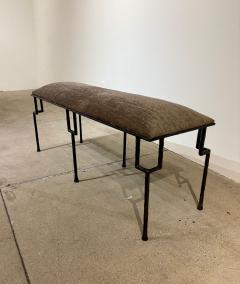 Contemporary Hammered and Patinated Iron Bench - 3925787