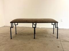 Contemporary Hammered and Patinated Iron Bench - 3925788