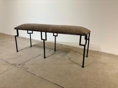 Contemporary Hammered and Patinated Iron Bench - 3925789