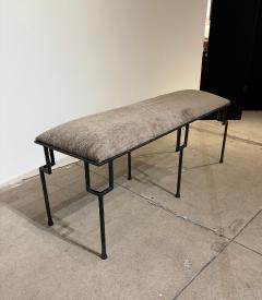 Contemporary Hammered and Patinated Iron Bench - 4428031