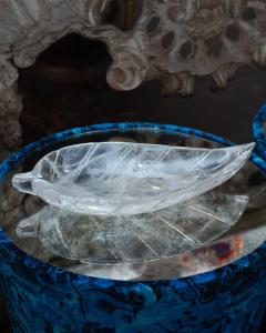 Contemporary Hand Carved Rock Crystal Clear Quartz Leaf Tray - 3307907