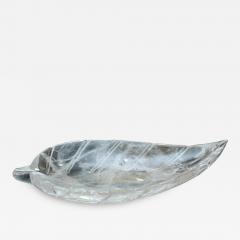 Contemporary Hand Carved Rock Crystal Clear Quartz Leaf Tray - 3310263