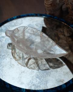 Contemporary Hand Carved Rock Crystal Clear Quartz Leaf Tray - 3307910