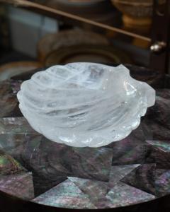 Contemporary Hand Carved Rock Crystal Clear Quartz Shell Tray - 3307901