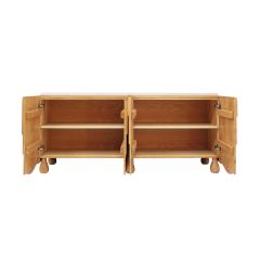 Contemporary Handcrafted Oak Solid Wood And Travertine Italian Sideboard - 4508818
