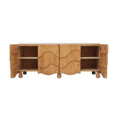 Contemporary Handcrafted Oak Solid Wood And Travertine Italian Sideboard - 4508821