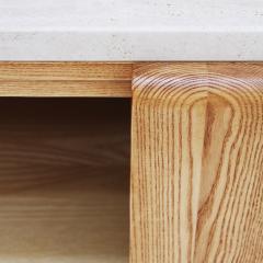 Contemporary Handcrafted Oak Solid Wood And Travertine Italian Sideboard - 4508824
