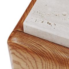 Contemporary Handcrafted Oak Solid Wood And Travertine Italian Sideboard - 4508826