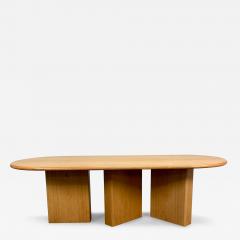 Contemporary Handcrafted Oval Dining Table Solid Oak Modern Pedestal Base - 3280122