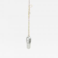 Contemporary Hanging Industrial Silver Metal and Glass Light Fixture - 4735491
