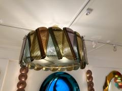 Contemporary Harlequin Chandelier Brass and Murano Glass Italy - 3663230