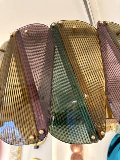 Contemporary Harlequin Chandelier Brass and Murano Glass Italy - 3663231