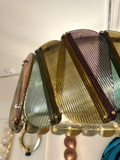 Contemporary Harlequin Chandelier Brass and Murano Glass Italy - 3663233