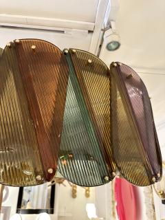 Contemporary Harlequin Chandelier Brass and Murano Glass Italy - 3663234