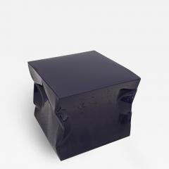 Contemporary Indigo Blue Lacquered Metal Side Table - 2072231