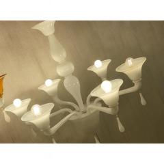Contemporary Italian 6 Arms White Murano Glass Chandelier - 4445920
