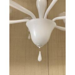 Contemporary Italian 6 Arms White Murano Glass Chandelier - 4445923