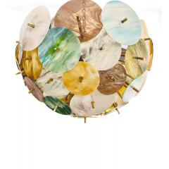 Contemporary Italian Amber White Aqua Blue Green Murano Glass Sputnik Flushmount - 3330936