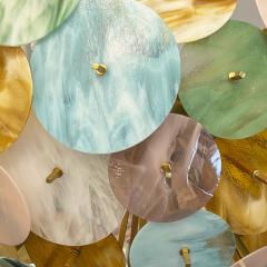 Contemporary Italian Amber White Aqua Blue Green Murano Glass Sputnik Flushmount - 3330937