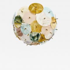 Contemporary Italian Amber White Aqua Blue Green Murano Glass Sputnik Flushmount - 3333383