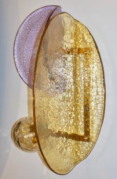Contemporary Italian Amethyst Amber Murano Glass Post Modern Gold Brass Sconce - 2808967