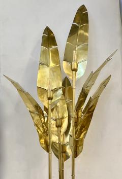 Contemporary Italian Art Deco 7 Leaf Palm Tree Organic Modern Brass Floor Lamp - 2999229