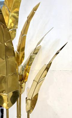 Contemporary Italian Art Deco 7 Leaf Palm Tree Organic Modern Brass Floor Lamp - 2999232