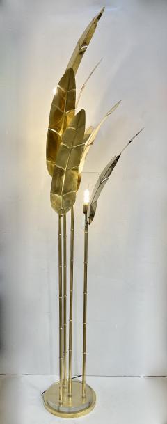 Contemporary Italian Art Deco 7 Leaf Palm Tree Organic Modern Brass Floor Lamp - 2999233