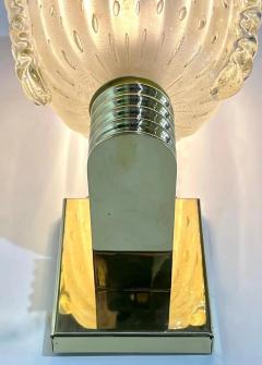 Contemporary Italian Art Deco Design Gold Leaf Frosted Murano Glass Bowl Sconces - 4132006