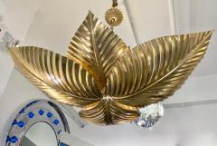 Contemporary Italian Art Deco Design Hand Made Gold Metal Tiered Leaf Chandelier - 3734428