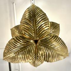 Contemporary Italian Art Deco Design Hand Made Gold Metal Tiered Leaf Chandelier - 3734429