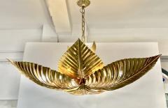 Contemporary Italian Art Deco Design Hand Made Gold Metal Tiered Leaf Chandelier - 3734430