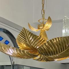 Contemporary Italian Art Deco Design Hand Made Gold Metal Tiered Leaf Chandelier - 3734431