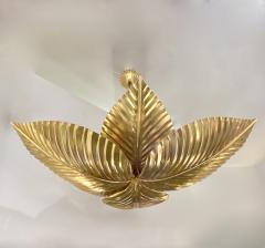 Contemporary Italian Art Deco Design Hand Made Gold Metal Tiered Leaf Chandelier - 3734434