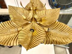 Contemporary Italian Art Deco Design Hand Made Gold Metal Tiered Leaf Chandelier - 3734437