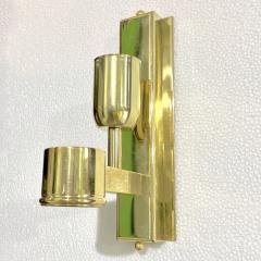 Contemporary Italian Art Deco Pair of Amber Gold Murano Glass Brass Leaf Sconces - 3426440