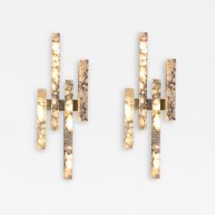 Contemporary Italian Bardiglio Marble Wall Lights or Sconces - 3002426