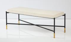 Contemporary Italian Black Metal Bench With White Upholstery Pair Available - 2659278