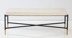 Contemporary Italian Black Metal Bench With White Upholstery Pair Available - 2659284