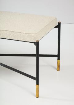 Contemporary Italian Black Metal Bench With White Upholstery Pair Available - 2659288