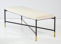 Contemporary Italian Black Metal Bench With White Upholstery Pair Available - 2659290