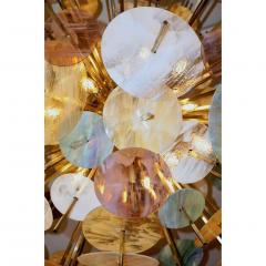 Contemporary Italian Brass Pastel Colored Murano Glass Oval Sputnik Chandelier - 636367