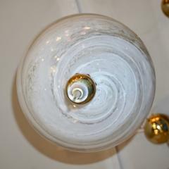 Contemporary Italian Brass and Cream White Alabaster Glass Round Pendant Light - 1389222