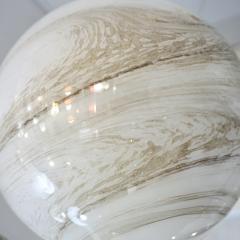 Contemporary Italian Brass and Cream White Alabaster Glass Round Pendant Light - 1389224