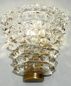 Contemporary Italian Bronze Antique Brass Crystal Rostrato Murano Glass Sconces - 4208633