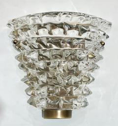 Contemporary Italian Bronze Antique Brass Crystal Rostrato Murano Glass Sconces - 4208638