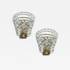 Contemporary Italian Bronze Antique Brass Crystal Rostrato Murano Glass Sconces - 4209650